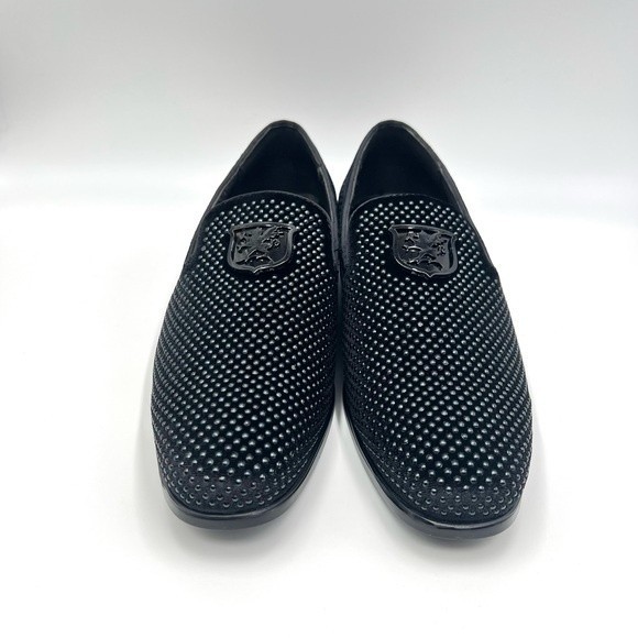 Stacy Adams Mens Size 9.5 Swagger Black‎ Studded Slip On Loafers Shoes main image 5